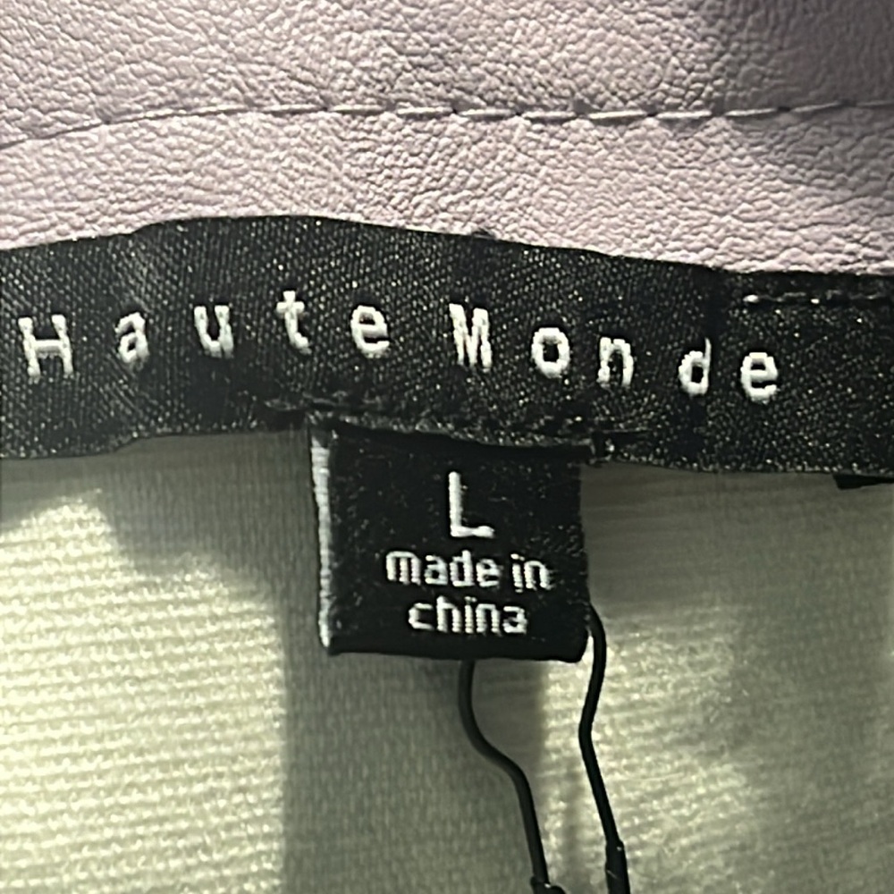 NWOT Haute Monde Faux Leather Tiered Mini Skirt Size Large - Picture 3 of 4